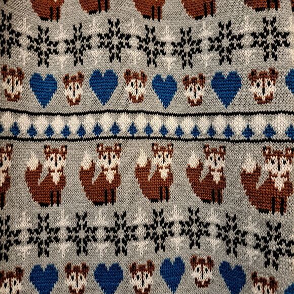 Unique Vintage Fair Isle Grey Foxes Pajama Pants Leggings Women's L 10-12 NWT - Picture 3 of 9